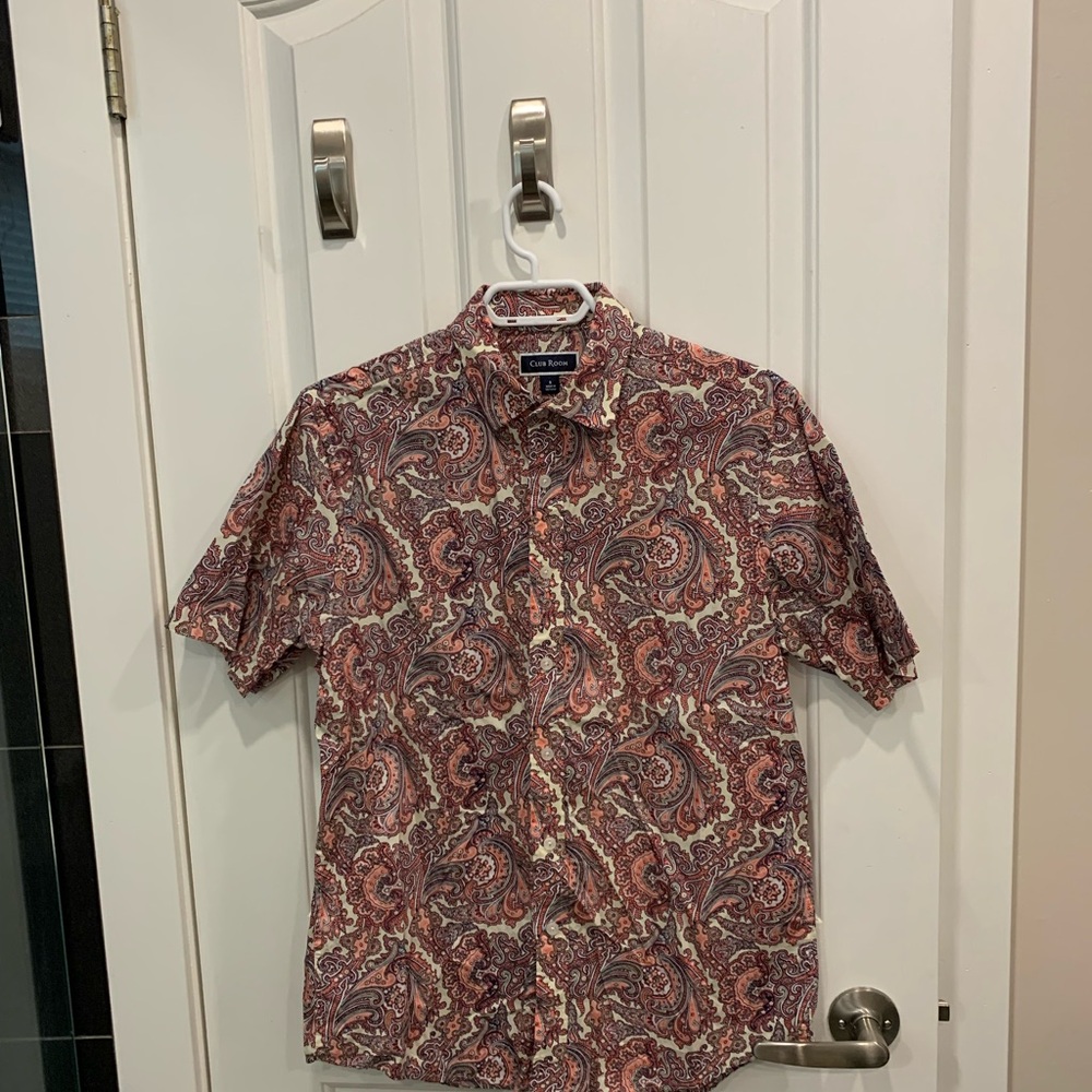 Club Room Men's Paisley Shirt - Red and White